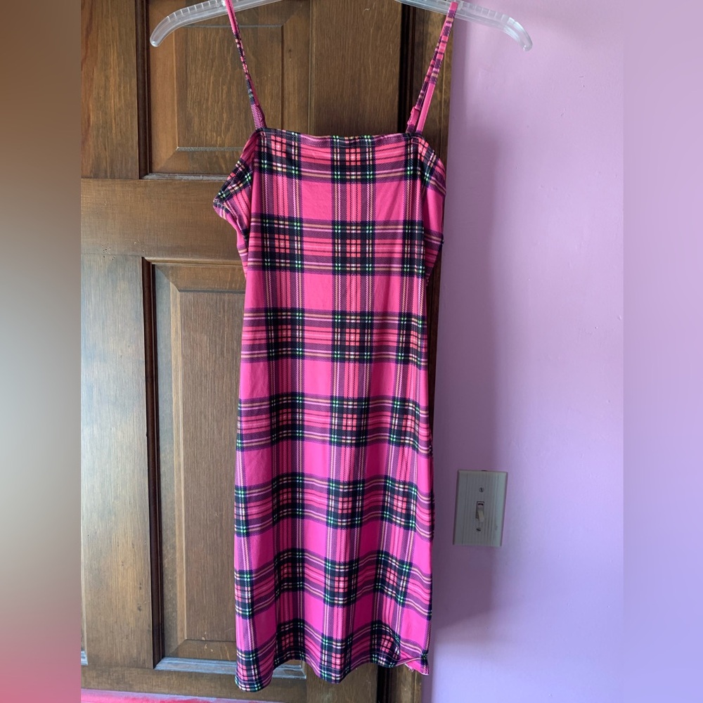 Pink plaid bodycon dress